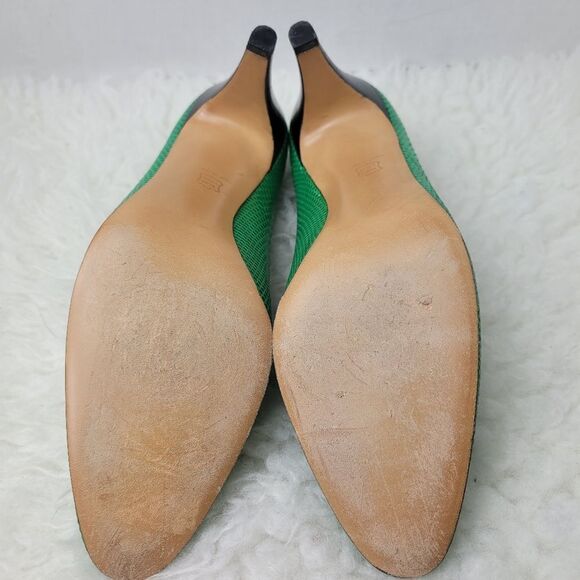 Salvatore Ferragamo Women's Shoes Size 9 AAAA Green Reptile Skin Kitten Heel - Picture 11 of 11